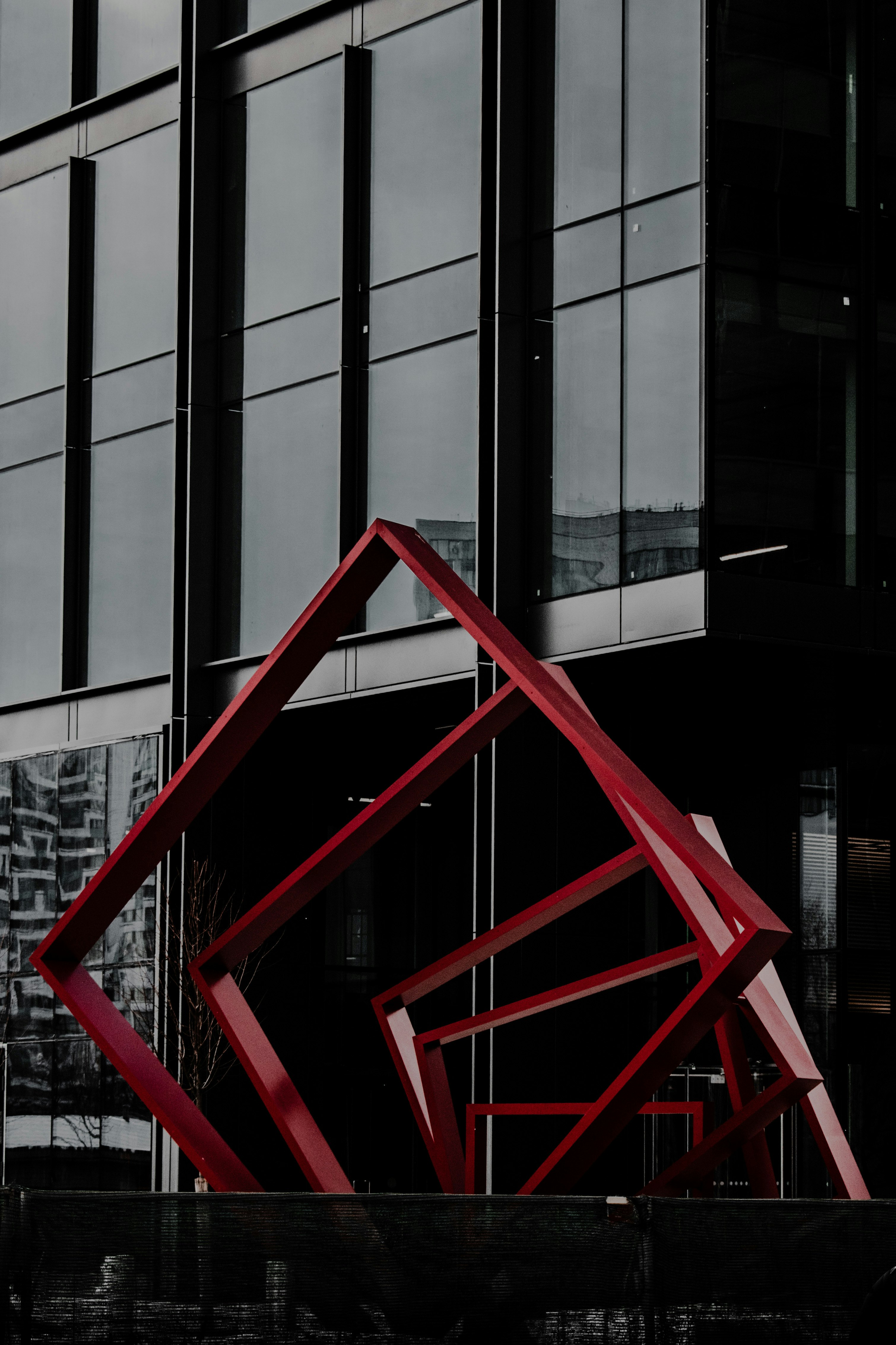 red and black glass building
